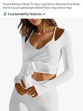Amazon White Long Sleeve Wrap Tie Crop Top